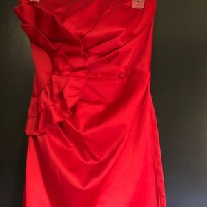 Jessica McClintock for Gunne Sax red satin dress.